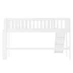 Twin Size Low Loft Bed with Ladder and Slide