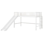 Letto rialzato basso singolo con scala e scivolo