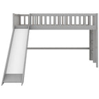 Letto rialzato basso singolo con scala e scivolo