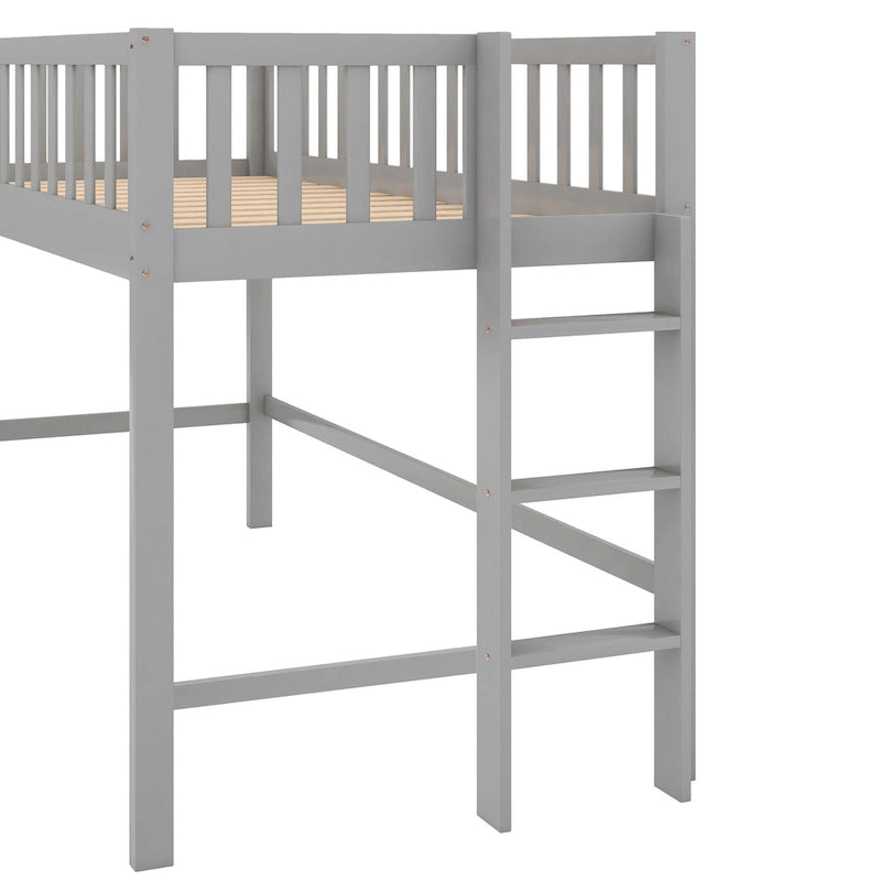 Twin Size Low Loft Bed with Ladder and Slide
