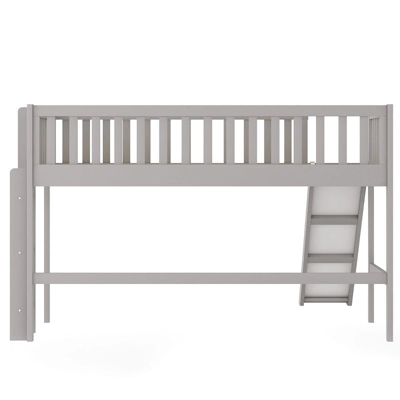 Twin Size Low Loft Bed with Ladder and Slide