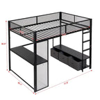 Letto a soppalco da gaming in metallo Full Size con LED, scrivania e cassetti