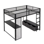 Letto a soppalco da gaming in metallo Full Size con LED, scrivania e cassetti