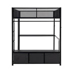 Letto a soppalco da gaming in metallo Full Size con LED, scrivania e cassetti