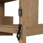 Letto a soppalco singolo con scrivania integrata, scala contenitore, struttura in legno con ripiani e armadietti