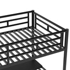 Letto rialzato singolo in metallo per bambini con scrivania, sponda di sicurezza e scala, doghe metalliche di supporto, non serve la rete a doghe