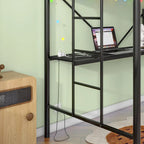 Letto a soppalco in metallo singolo con scrivania e LED