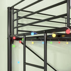 Letto a soppalco in metallo singolo con scrivania e LED