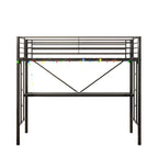 Letto a soppalco in metallo singolo con scrivania e LED