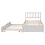 Letto singolo in legno di hevea bianco e noce con letto estraibile