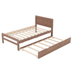 Struttura letto singolo marrone in legno con base a doghe e letto estraibile, in legno di hevea &, design moderno e salvaspazio