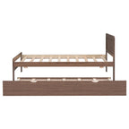 Struttura letto singolo marrone in legno con base a doghe e letto estraibile, in legno di hevea &, design moderno e salvaspazio
