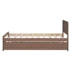 Struttura letto singolo marrone in legno con base a doghe e letto estraibile, in legno di hevea &, design moderno e salvaspazio