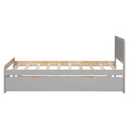 Struttura letto singolo grigia in legno con base a doghe e letto estraibile, moderno in legno di hevea &
