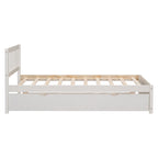 Letto singolo bianco e noce in legno con base a doghe, letto estraibile e testiera a griglia - moderno e salvaspazio