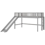Letto a soppalco basso in legno Twin Size grigio con scivolo