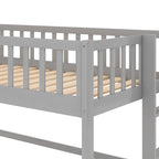 Letto a soppalco basso in legno Twin Size grigio con scivolo