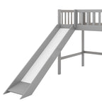 Letto a soppalco basso in legno Twin Size grigio con scivolo