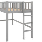 Letto a soppalco basso in legno Twin Size grigio con scivolo