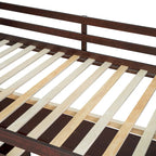 Letto a soppalco matrimoniale in pino color espresso con scrivania e spazio contenitore