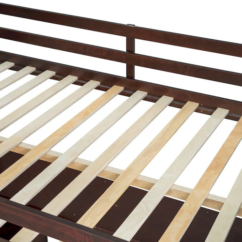 Espresso Full Pine Loft Bed with Desk and Storage