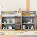 Grey Twin Size Wood Low Loft Bed with Shelves and