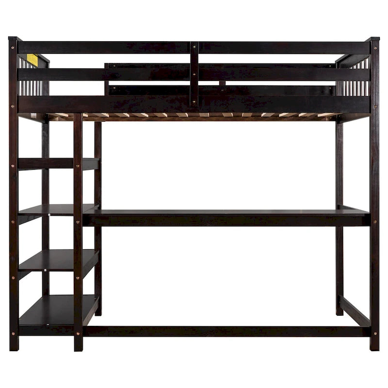 Twin Solid Wood Loft Bed with Integrated Desk