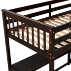 Letto a soppalco singolo in legno massello con scrivania integrata