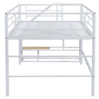 Letto a soppalco intermedio bianco singolo in metallo con scala contenitore