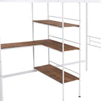 Letto a soppalco bianco in metallo Twin Size con scrivania e ripiani