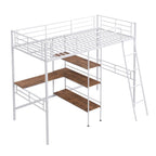 Letto a soppalco bianco in metallo Twin Size con scrivania e ripiani