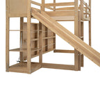 Letto rialzato singolo in legno a forma di casetta con scivolo