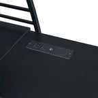 Letto a soppalco in metallo con ripiani, scrivania a L, prese, porte USB e ricarica wireless