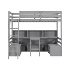 Stapelbed in Twin-formaat in huisstijl met planken, ladder en opberglades