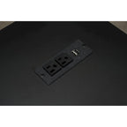 Lit mezzanine double en métal pour gamer avec espace de travail intégré, armoire ouverte, éclairage LED et rangements, noir