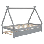 Letto a terra a tenda singolo con letto estraibile