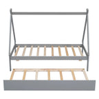 Letto a terra a tenda singolo con letto estraibile