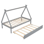 Letto a terra a tenda singolo con letto estraibile