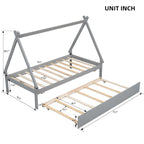 Letto a terra a tenda singolo con letto estraibile