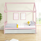 Letto a casetta Twin Size in pino con letto estraibile funzionale per gli ospiti