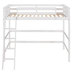Letto a soppalco singolo in legno massello con scala, letto per bambini