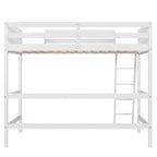 Letto a soppalco singolo in legno massello con scala, letto per bambini