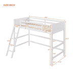 Letto a soppalco singolo in legno massello con scala, letto per bambini