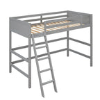 Letto a soppalco singolo in legno massello con scala, letto per bambini