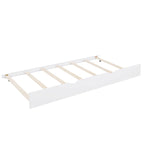Letto a casetta bianco in legno di pino per bambini con letto estraibile, ripiano e tetto